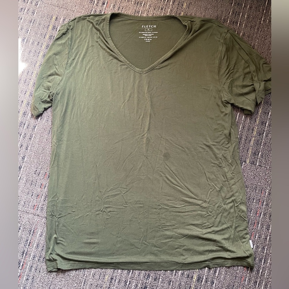 Fletch brand army green v neck pj shirt